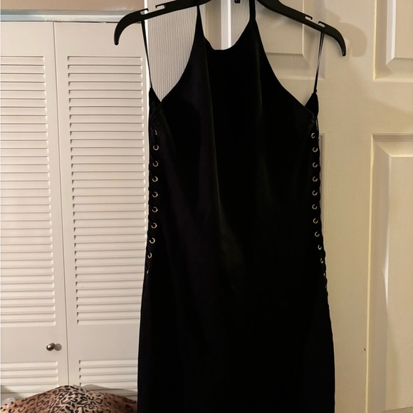 BALMAIN Side Lace-Up Black Halter Midi
Dress. - Picture 4 of 12
